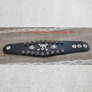 Punk Rock Gothic Skeleton Skull Hand Glove Chain Link Leather Bracelet