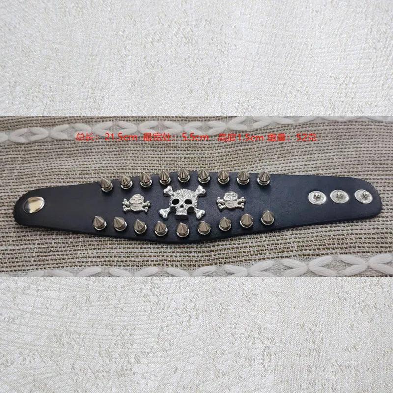 Punk Rock Gothic Skeleton Skull Hand Glove Chain Link Leather Bracelet