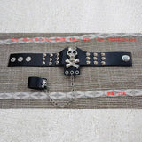 Punk Rock Gothic Skeleton Skull Hand Glove Chain Link Leather Bracelet