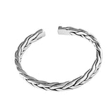 Foxanry Silver Width Bracelet Vintage Woven Twist Bangles