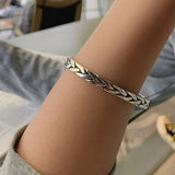 Foxanry Silver Width Bracelet Vintage Woven Twist Bangles