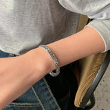 Foxanry Silver Width Bracelet Vintage Woven Twist Bangles