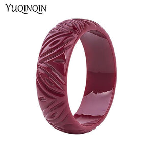 Resin Engraved Flowers Bracelets Bangles for Women