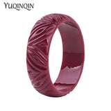Resin Engraved Flowers Bracelets Bangles for Women