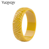 Resin Engraved Flowers Bracelets Bangles for Women