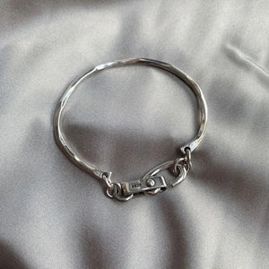 Silver Bangle Bracelet Lock Hook Chain Punk Party Jewelry Gift Woman