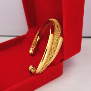 24K Yellow Cuff Bangles Geometric Bracelet Wristband for Women