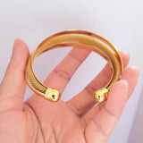 24K Yellow Cuff Bangles Geometric Bracelet Wristband for Women