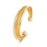 24K Yellow Cuff Bangles Geometric Bracelet Wristband for Women