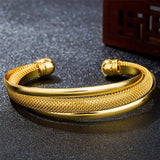 24K Yellow Cuff Bangles Geometric Bracelet Wristband for Women