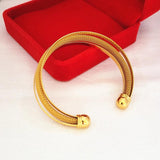 24K Yellow Cuff Bangles Geometric Bracelet Wristband for Women