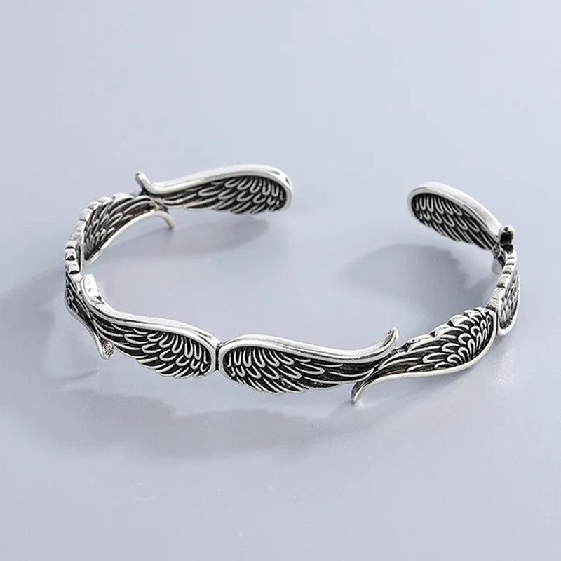 Angel Wings Bracelets Silver Plated Jewelry Retro Thai Silver Opening Bangles