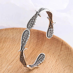 Angel Wings Bracelets Silver Plated Jewelry Retro Thai Silver Opening Bangles