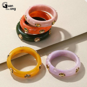 Vintage Multicolor Resin Cuff Bracelets for Women