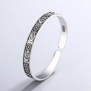Retro Star Moon Bracelets Silver Plated Sweet Flowers Bangles TYB115