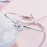 Vintage Cherry Flower Zircon Cuff Bracelet for Women FQL20096