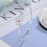 Vintage Cherry Flower Zircon Cuff Bracelet for Women FQL20096