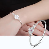 Vintage Cherry Flower Zircon Cuff Bracelet for Women FQL20096