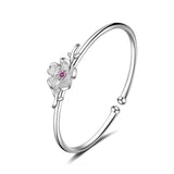 Vintage Cherry Flower Zircon Cuff Bracelet for Women FQL20096