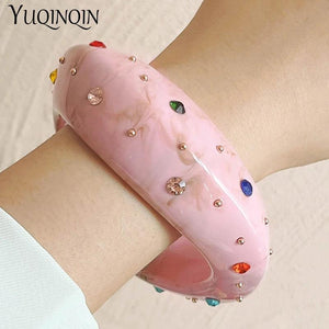 Irregular Geometric Crystal Bangle Bracelet for Women