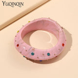 Irregular Geometric Crystal Bangle Bracelet for Women