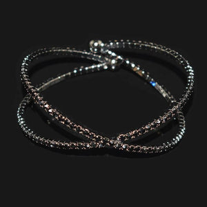 Rhinestone Crystal Bracelet Multilayer Cross Opening Bracelet