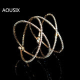 Rhinestone Crystal Bracelet Multilayer Cross Opening Bracelet
