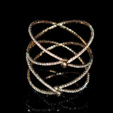 Rhinestone Crystal Bracelet Multilayer Cross Opening Bracelet