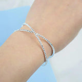 Rhinestone Crystal Bracelet Multilayer Cross Opening Bracelet