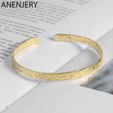 Silver Irregular Surface Bangle Bracelet for Women Men Adjustable
