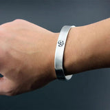 Silver Stainless Steel OM Yoga Cuff Bangle Hindu Punk Jewelry