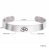 Silver Stainless Steel OM Yoga Cuff Bangle Hindu Punk Jewelry