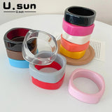 Acrylic Resin Wide Cuff Bracelet for Women Geometric Charm Bangles