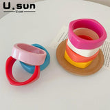 Acrylic Resin Wide Cuff Bracelet for Women Geometric Charm Bangles