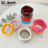 Acrylic Resin Wide Cuff Bracelet for Women Geometric Charm Bangles