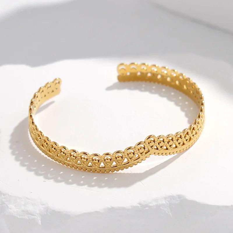 316L Stainless Steel Crown Cuff Bracelet For Women Girl