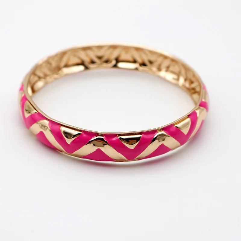 Fuschia Enamel Bangles Metal Jewelry Bohemia Girls 202195