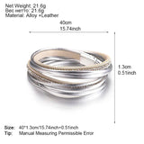 Women's Rhinestones Leather Wrap Bracelet - Multilayer Magnet Bangle