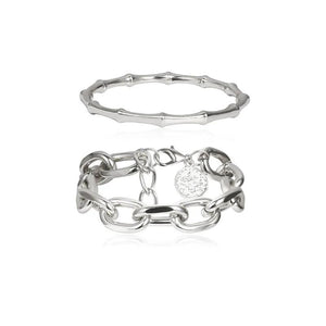 Metal Chain Link Bamboo Bracelet Bangle Punk Women Party