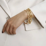 Metal Chain Link Bamboo Bracelet Bangle Punk Women Party
