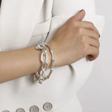 Metal Chain Link Bamboo Bracelet Bangle Punk Women Party