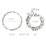 Metal Chain Link Bamboo Bracelet Bangle Punk Women Party