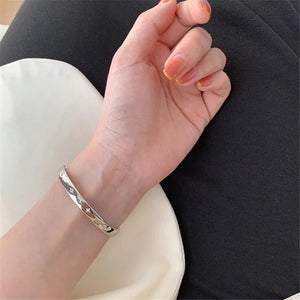 Silver Star Cuff Bangle with Zirconia Charm