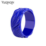 Engraved Flowers Resin Cuff Bracelet Women Acrylic Wide Bangle