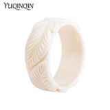 Engraved Flowers Resin Cuff Bracelet Women Acrylic Wide Bangle