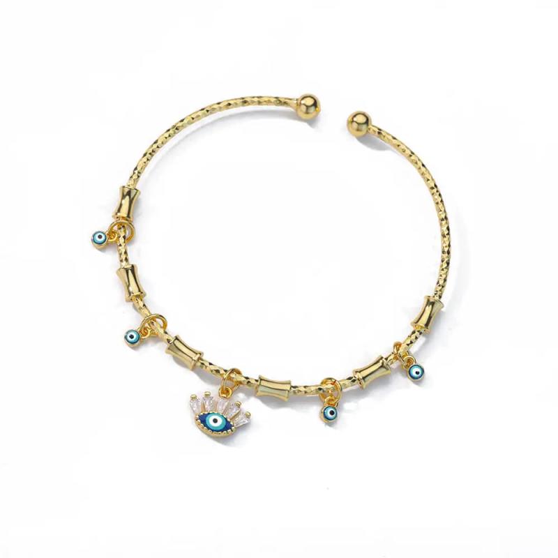 Evil Eye Bracelet for Women Adjustable Stainless Steel Bangle