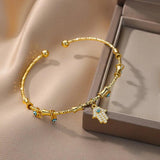 Evil Eye Bracelet for Women Adjustable Stainless Steel Bangle