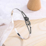 Foxanry Silver Bracelet for Women Vintage Unique Rose Party Jewelry