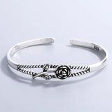 Foxanry Silver Bracelet for Women Vintage Unique Rose Party Jewelry
