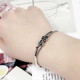 Foxanry Silver Bracelet for Women Vintage Unique Rose Party Jewelry
